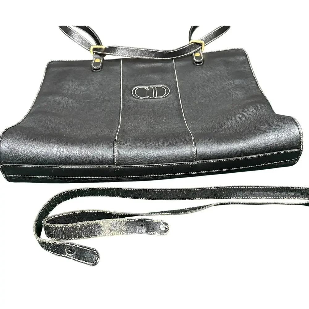 Christian Dior Vintage Black Leather Shoulder Bag - Picture 7 of 11